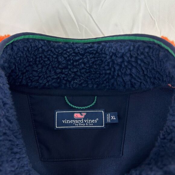 Vineyard Vines Colorblock Sherpa Vest‎ Orange Blue Green Nautical Size XL EUC - Picture 7 of 12